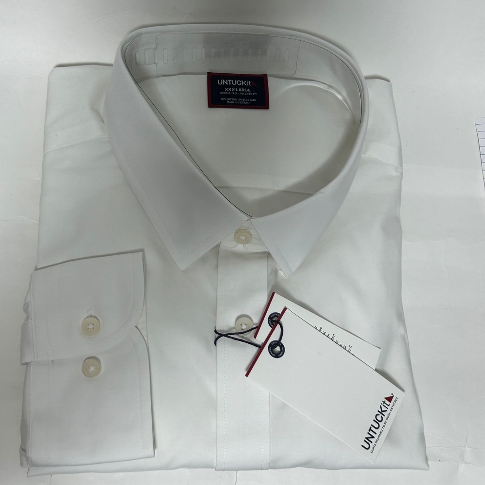 UNTUCKit Arden-S Button Down Shirt Mens XXXL White NEW Wrinkle Free Relaxed Fit